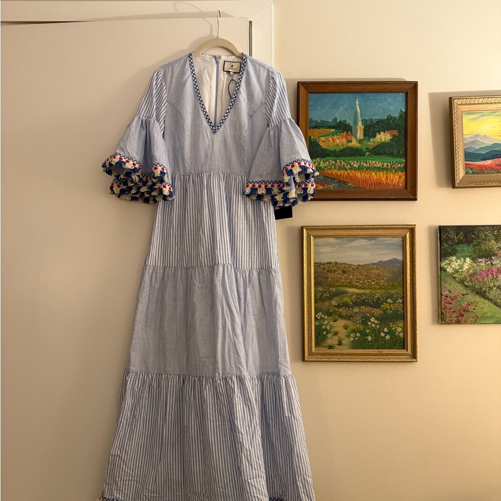 Tuckernuck Light Blue Maxi Dress with Colorful Tassels - Picture 8 of 13